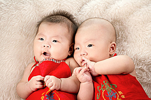 两个,可爱,双胞胎,相似,婴儿,幼仔