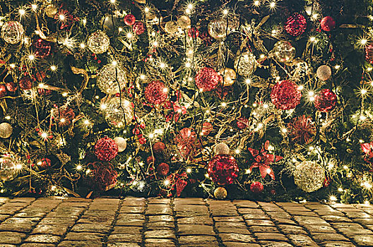 户外,圣诞节,新年装饰,光亮,路,地面