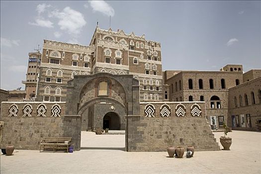 建筑,砖,粘土,国家博物馆,历史,中心,世界遗产,也门,中东