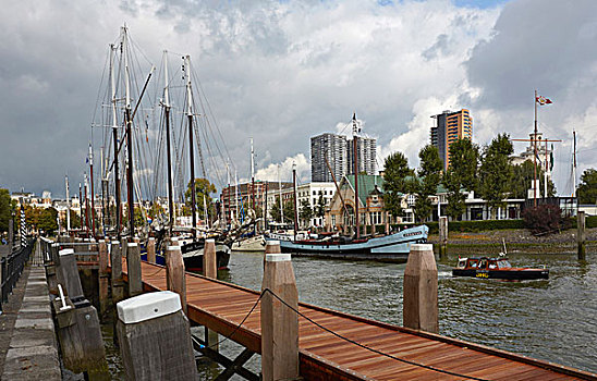 鹿特丹,水岸,码头,船,河,湾流,现代建筑,古建筑,城市