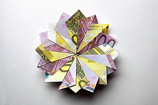欧洲,联合,货币,折叠,纸风车,形状