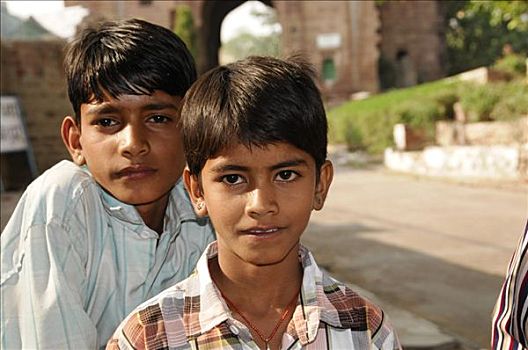 印度,男孩,靠近,拉贾斯坦邦,北印度,亚洲