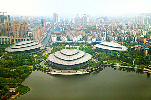 俯视中国杭州建筑群