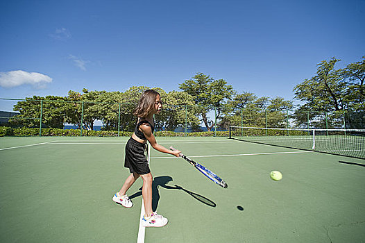 女孩,玩,网球