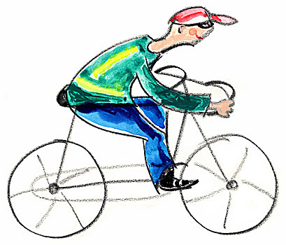 插画,男孩,男人,骑自行车