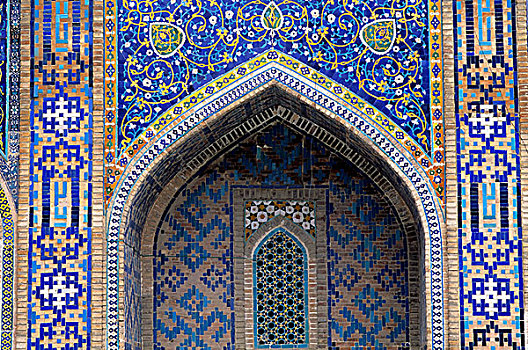 乌兹别克斯坦,撒马尔罕,拉吉斯坦,清真寺,15世纪,窗户
