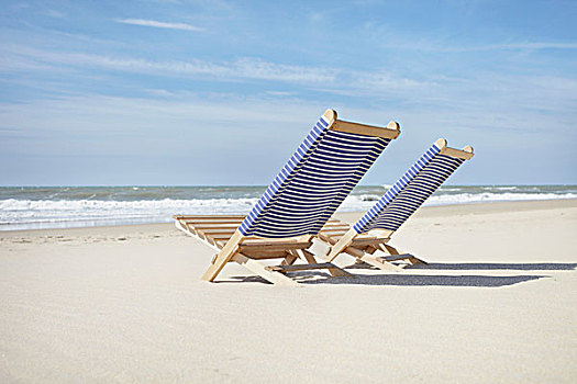 一对,沙滩椅,阿基坦,法国