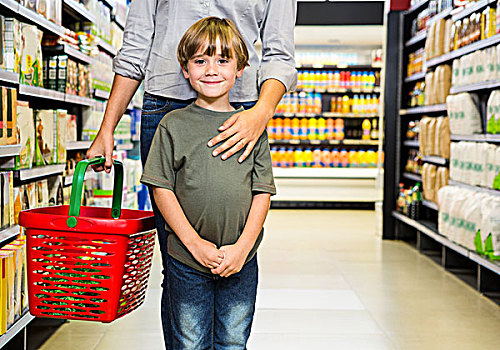 可爱,男孩,购物,母亲,超市
