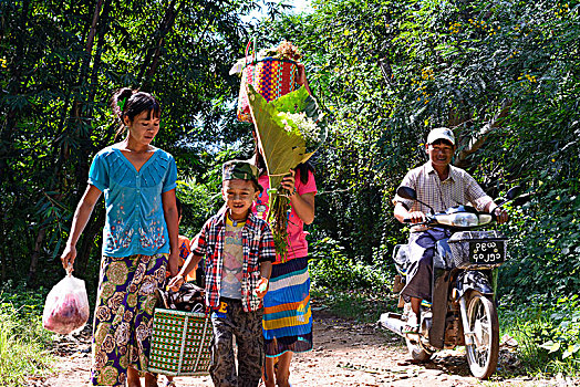 家庭,购物,旋转,市场,茵莱湖,掸邦,缅甸