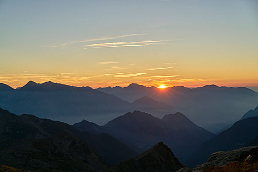 山景,山脉全景,日出,奥斯塔谷,意大利,欧洲