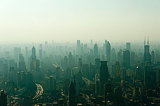 风景,金茂大厦,摩天大楼,雾气,黄浦江,上海,中国,亚洲