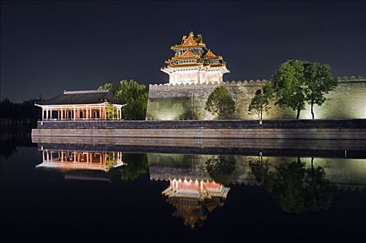 中国,北京,故宫,光亮,夜晚