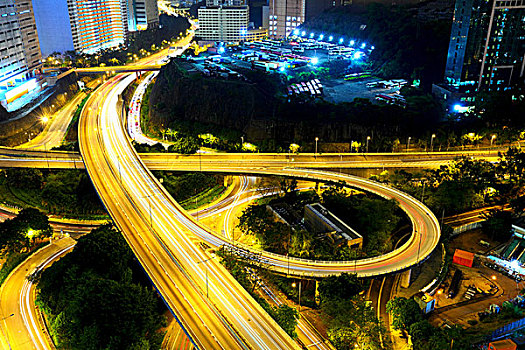 公路,夜晚,现代,城市