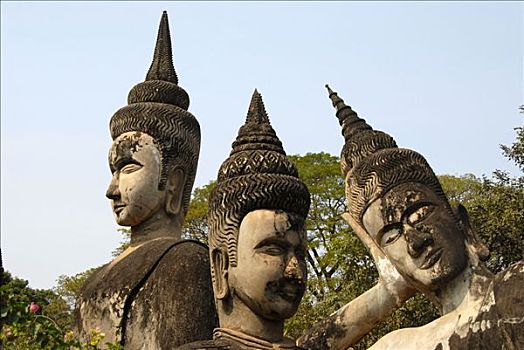 佛教,雕塑,沉思,靠近,万象,老挝,东南亚