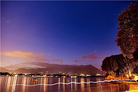 夜景,星星,加尔达湖