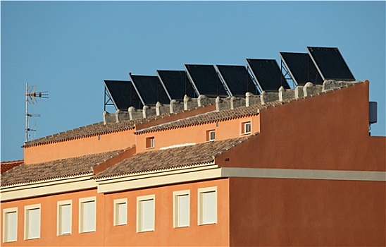住宅建筑,太阳能电池板,屋顶