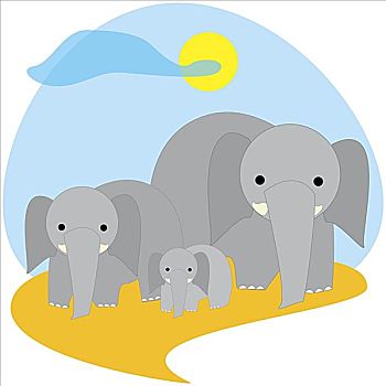 三个,大象,站立,地点