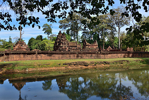 柬埔寨吴哥古城女王宫全景