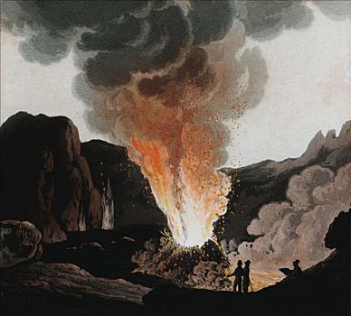 维苏威火山,喷发,意大利,艺术家,未知