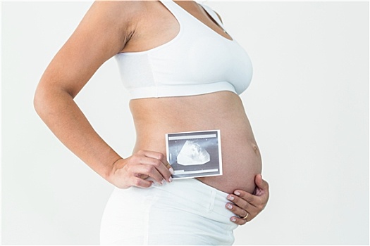孕妇,拿着,超声波扫描