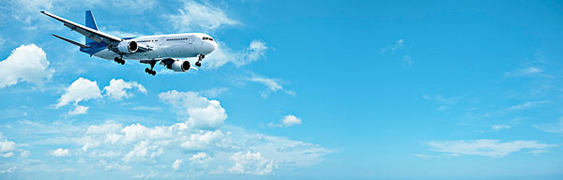 喷气式飞机,蓝天,全景,构图