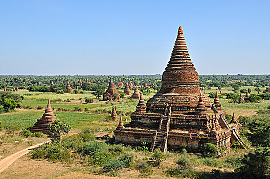 塔,庙宇,地点,蒲甘,缅甸,东南亚