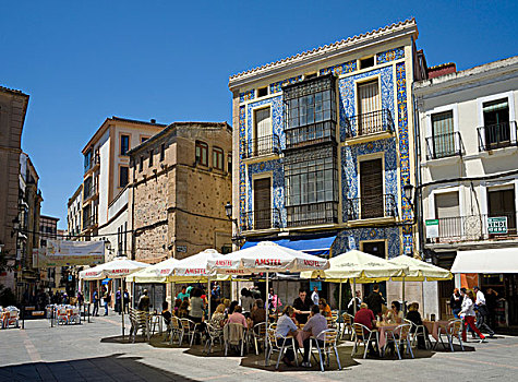 西班牙,埃斯特雷马杜拉,街道,餐馆,老城