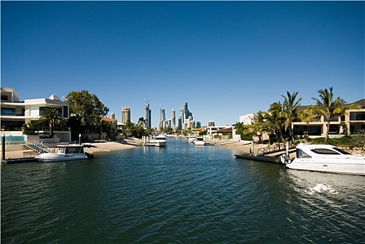 运河,场景,冲浪者天堂,昆士兰,澳大利亚