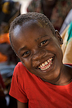 微笑,孩子,居民区,朱巴,南,苏丹,十二月,2008年