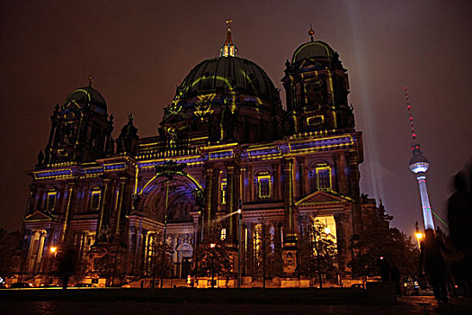 大教堂,电视,塔,节日,2009年,柏林,德国,欧洲