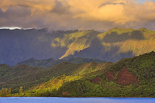 山峦,海边,纳帕利海岸,考艾岛,夏威夷,美国