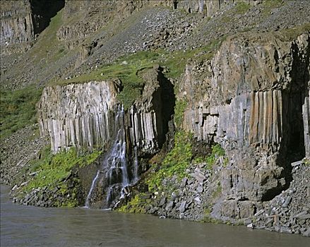河,玄武岩,柱子,峡谷,国家公园,冰岛