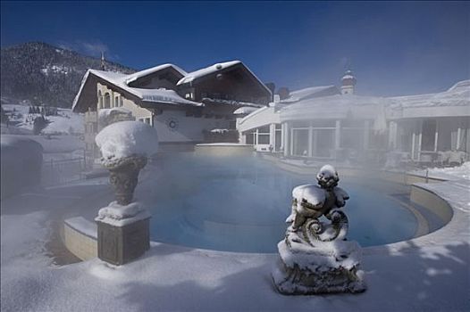 游泳池,雪,提洛尔,奥地利