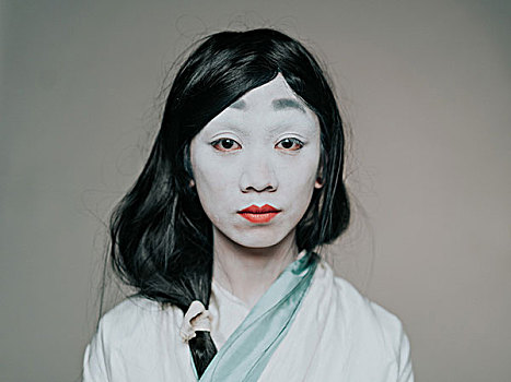 年轻,亚洲女性,白色,脸部彩绘