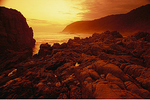 日落,上方,湾,印度洋,齐齐卡马国家公园