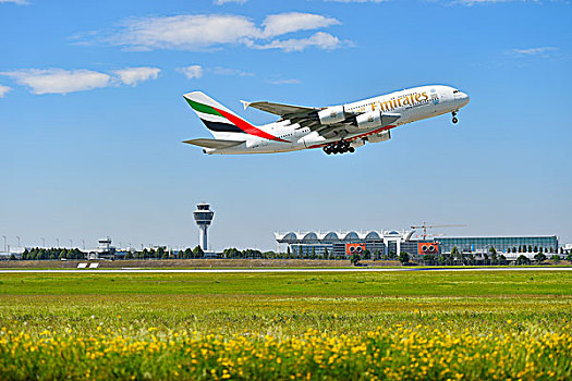 空中客车,a380,酋长国,航线,开始,慕尼黑,机场,巴伐利亚,德国,欧洲