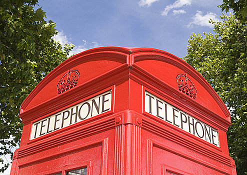 英格兰,伦敦,山,上面,传统,红色,电话亭
