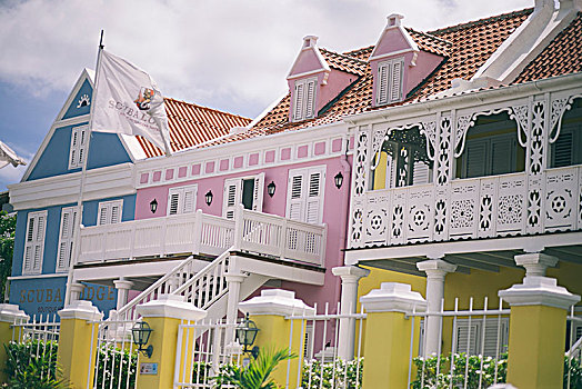 彩色,房子,威廉斯塔德,岛屿