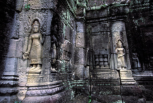 柬埔寨,吴哥,女神,浅浮雕,雕刻