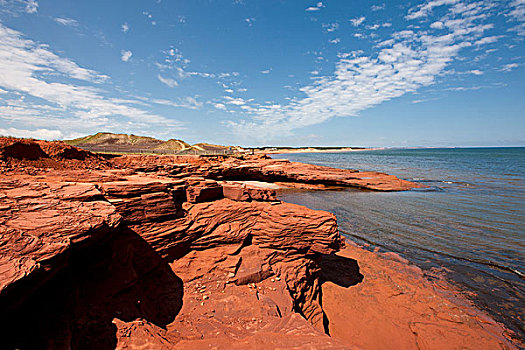 砂岩,悬崖,爱德华王子岛,国家公园,加拿大