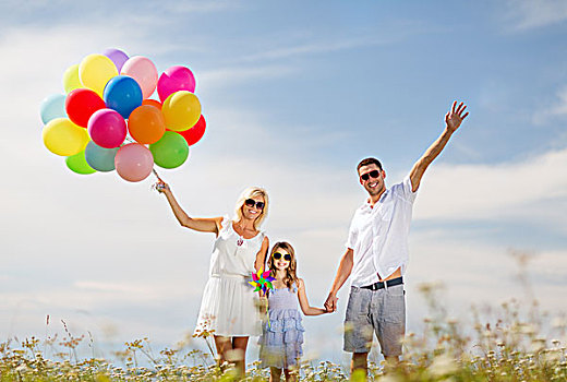 暑假,庆贺,孩子,人,概念,家庭,彩色,气球
