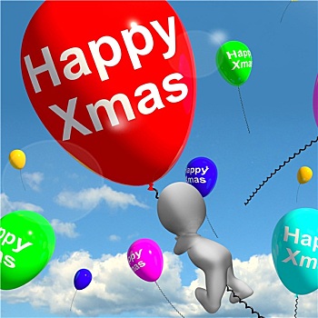 气球,漂浮,空中,高兴,圣诞节,信息