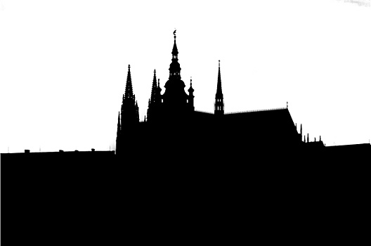 布拉格城堡,剪影,大教堂