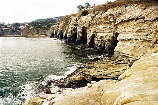 俯拍,悬崖,礁石,圣地亚哥湾,加利福尼亚,美国