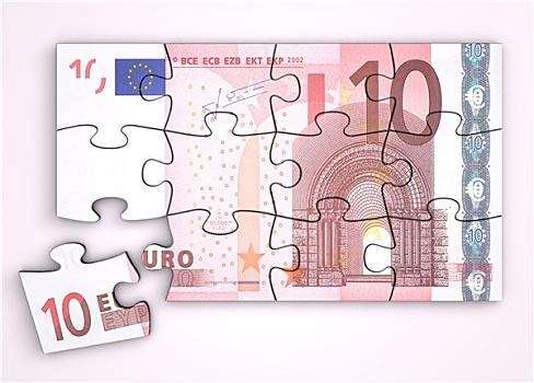 10欧元,钞票,拼图,俯视