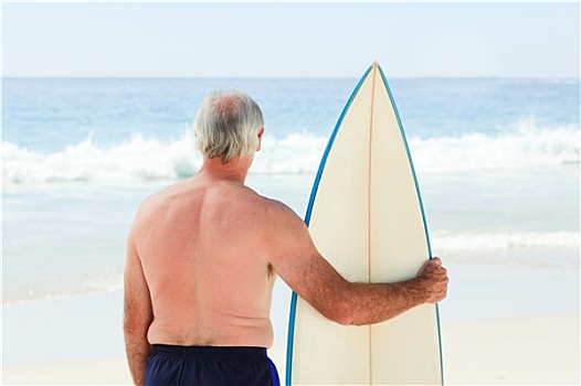 退休,男人,冲浪板