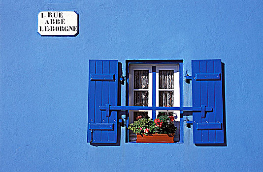 法国,布列塔尼半岛,岛屿,蓝色,房子