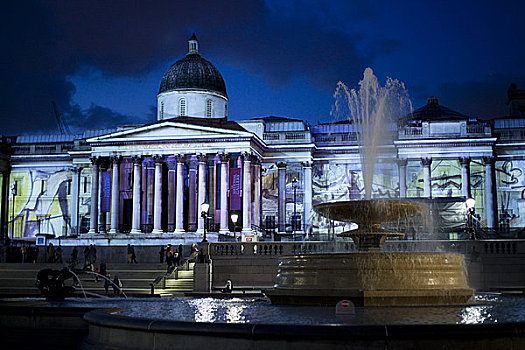 英格兰,伦敦,特拉法尔加广场,国家美术馆,照亮,图像,毕加索