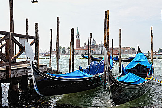 风景,小船,船,泊位,威尼斯