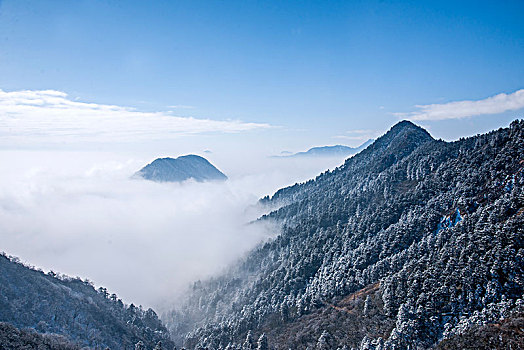 四川大邑县西岭雪山俯瞰观景台远眺西岭群山